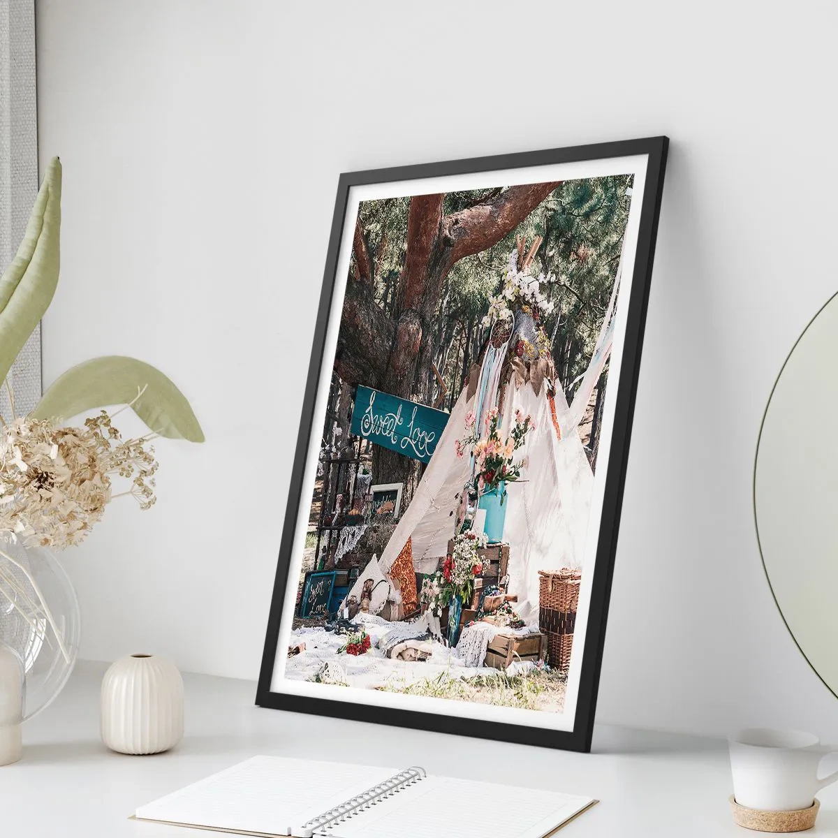 Poszter fehér keretben - Make love… - 61x91 cm