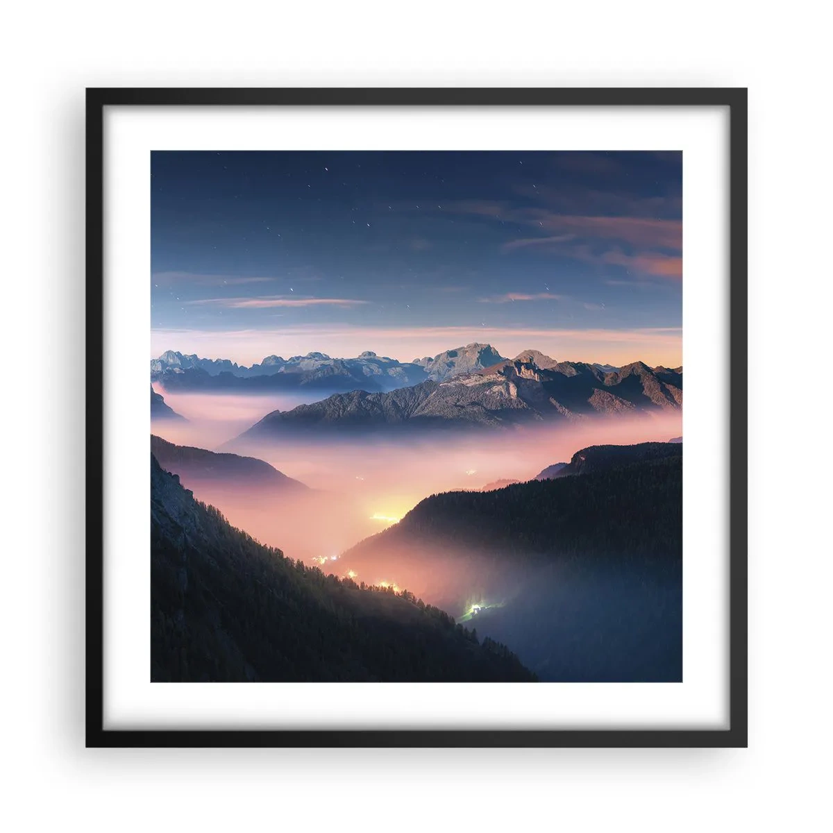 Poszter fehér keretben - Fény a völgyekben - 50x50 cm