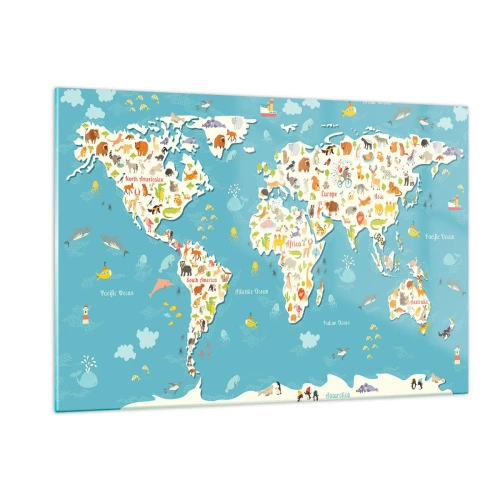 Üveg kép - Szeretjük az egész világot - 120x80 cm