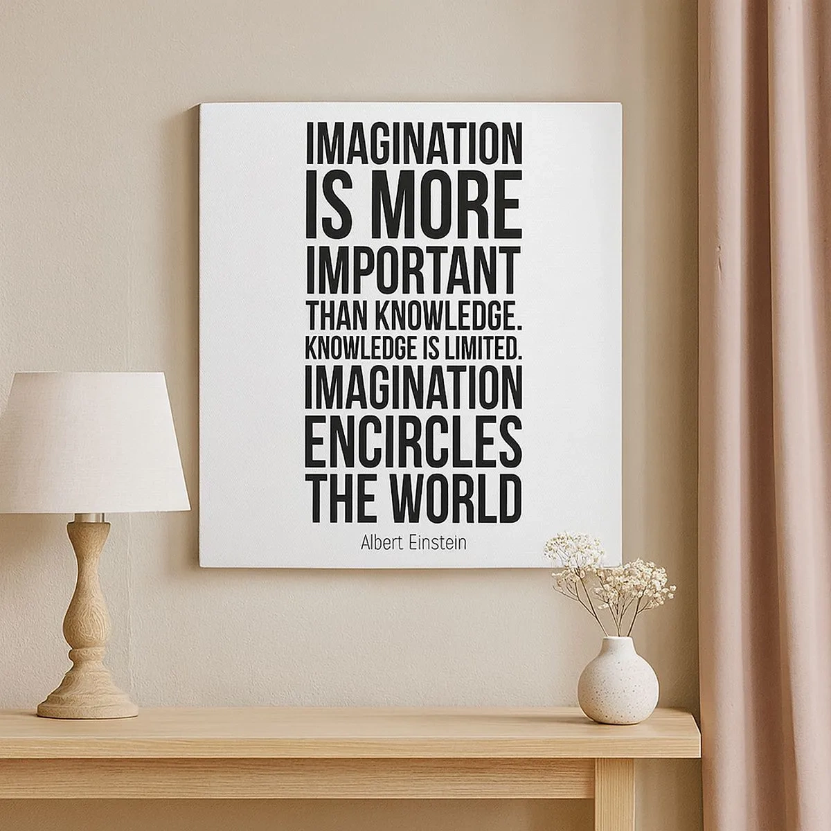 Vászonkép - Einstein a képzelet erejéről - 30x30 cm