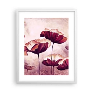 Poszter fekete keretben - Piros és fehér szirom - 40x50 cm