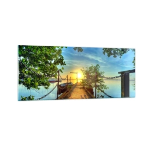 Üveg kép - Naplemente a víz felett - 100x40 cm