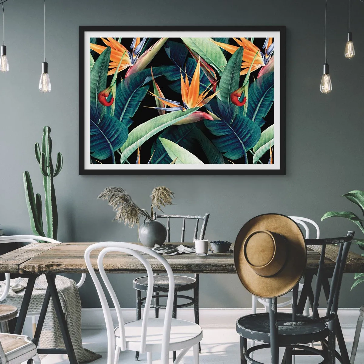 Poszter fehér keretben - A trópusok lángoló virágai - 91x61 cm