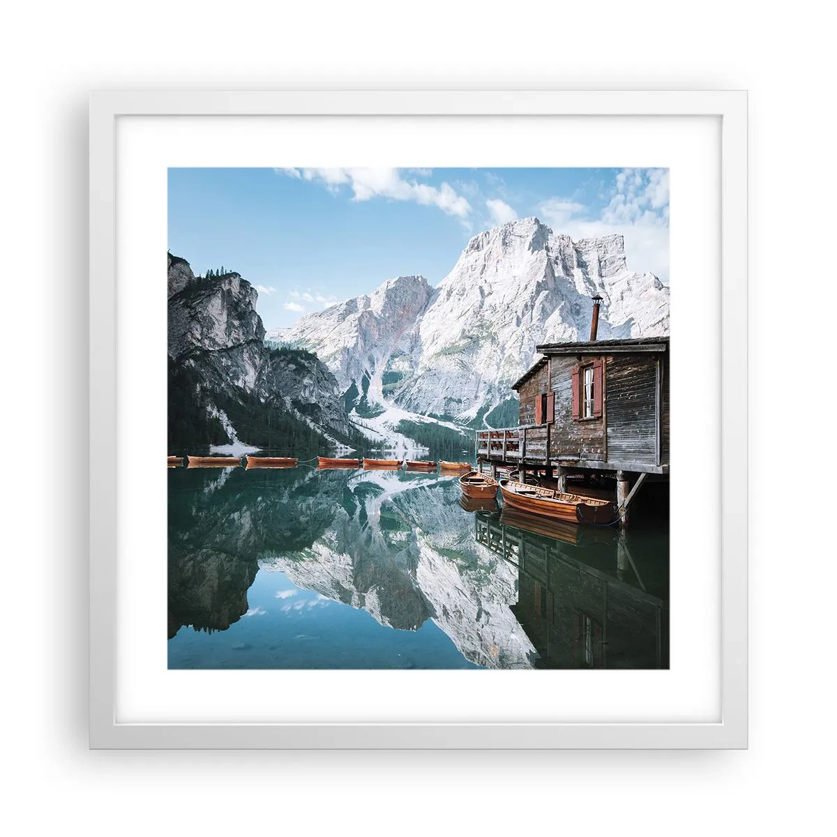 Poszter fekete keretben - Kristályos hegyi reggel - 40x40 cm