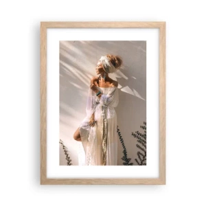 Poszter világos tölgy keretben - A nap és a lány - 30x40 cm