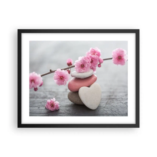 Poszter fehér keretben - Boldogság a cseresznyevirággal - 50x40 cm