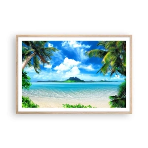 Poszter világos tölgy keretben - A trópusi azúrkék - 91x61 cm