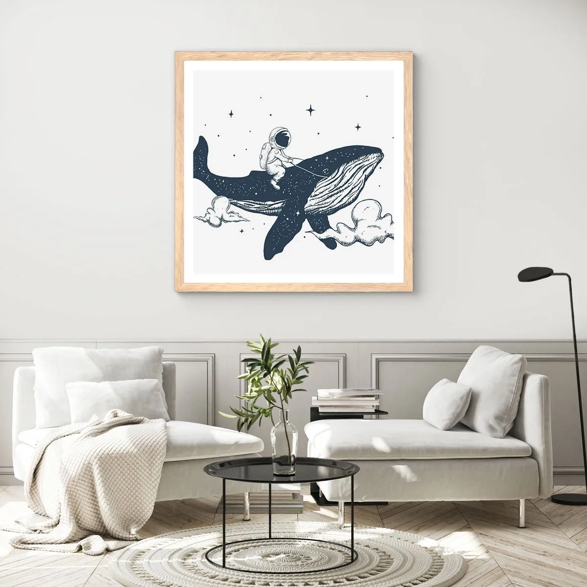 Poszter világos tölgy keretben - Egy kozmikus kaland - 60x60 cm