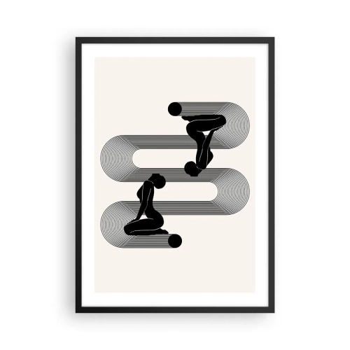 Poszter fehér keretben - Női sziluettek minimalista grafikája optikai illúzióhatással - 50x70cm - Érzéki szimmetria - Modern fali dekoráció nappalihoz és hálószobához ARTTOR