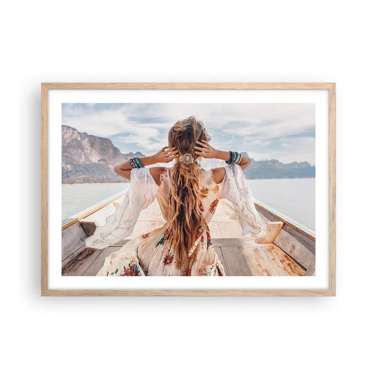 Poszter világos tölgy keretben - Az út a boldogság felé - 70x50 cm