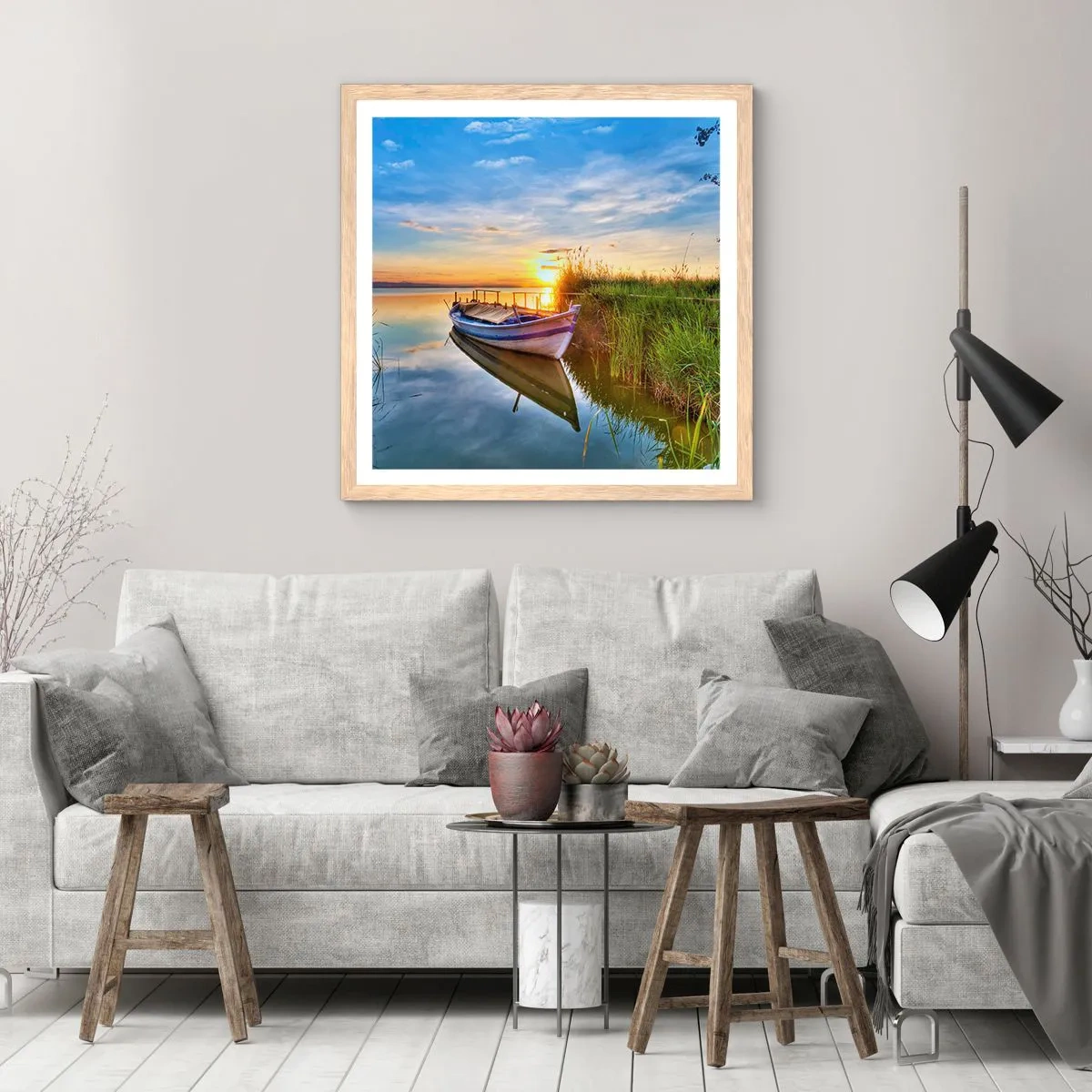 Poszter világos tölgy keretben - Beteljesült álmok öblében - 40x40 cm