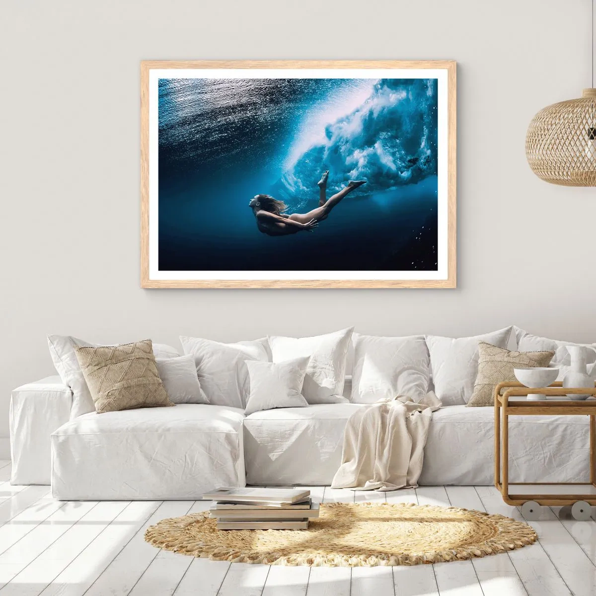 Poszter világos tölgy keretben - Modern sellő - 50x40 cm