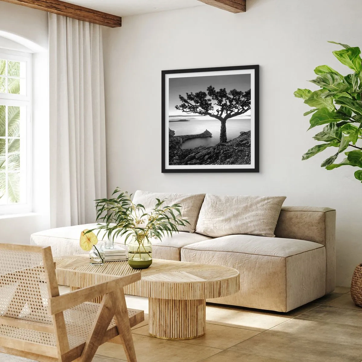 Poszter fehér keretben - Béke a horizontig - 60x60 cm