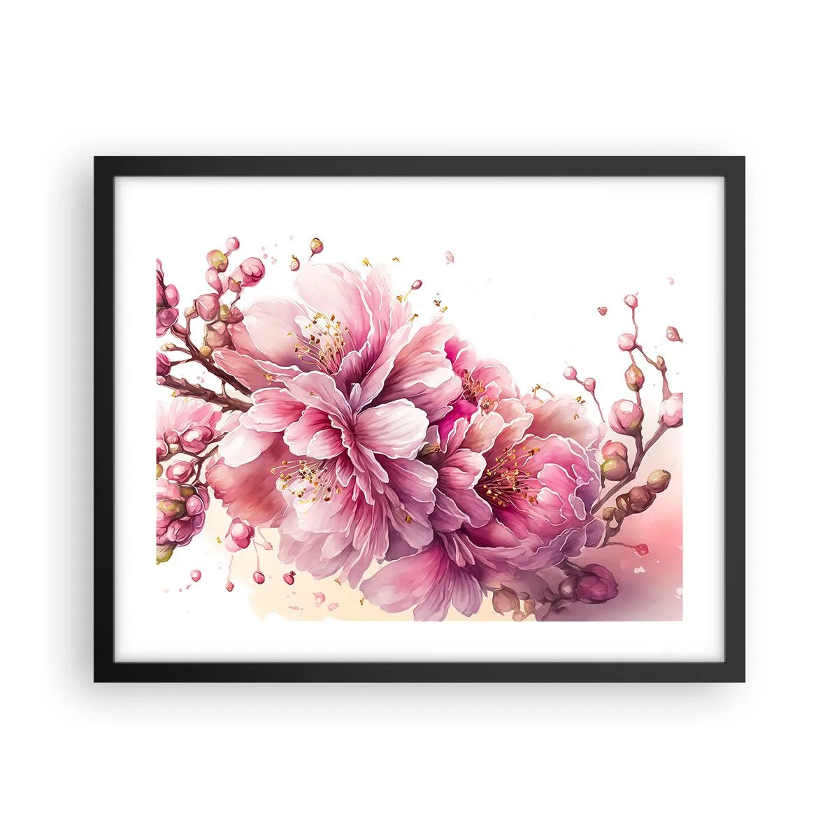 Poszter fehér keretben - Cseresznyevirág - 50x40 cm