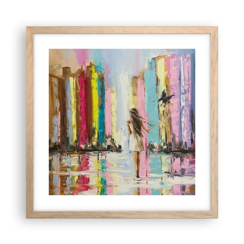 Poszter világos tölgy keretben - Kövessél - 40x40 cm