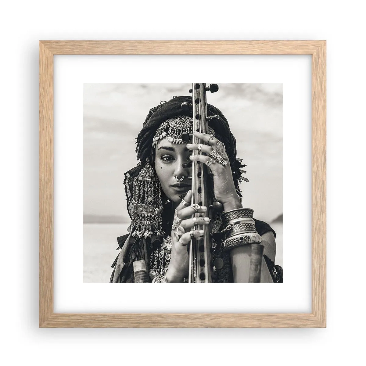 Poszter világos tölgy keretben - Csak a keleti zene - 30x30 cm