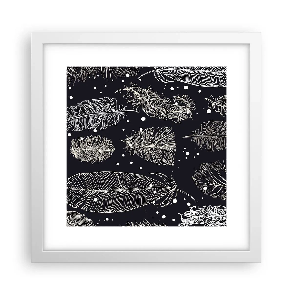 Poszter fekete keretben - Tollas csipke - 30x30 cm