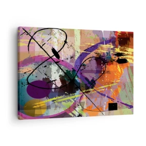 Vászonkép - Színes absztrakt minta dinamikus vonalakkal és formákkal. - 70x50cm - Mehet egyenesen előre vagy körbe - Modern fali dekoráció nappalihoz és hálószobához ARTTOR