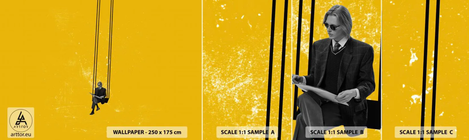 Fotótapéta Minta Öntapadós Deluxe Sticker - Egy nap, mint a többi - Modern művészet, Hinta, Férfi - 100x30 cm