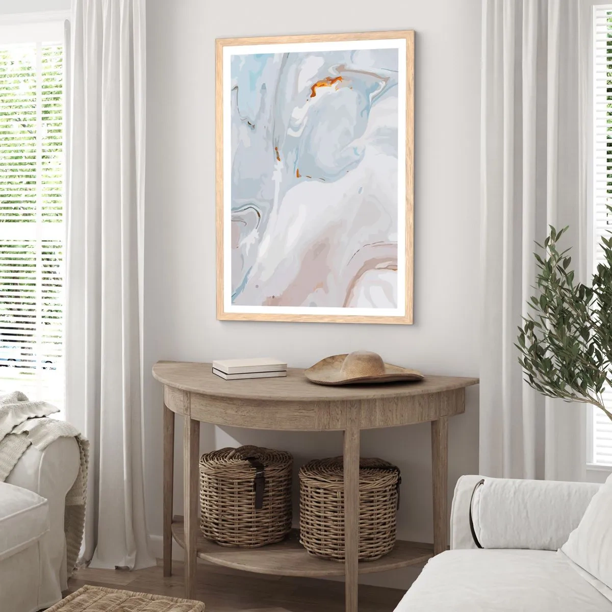 Poszter világos tölgy keretben - Felhabzott fehér - 50x70 cm