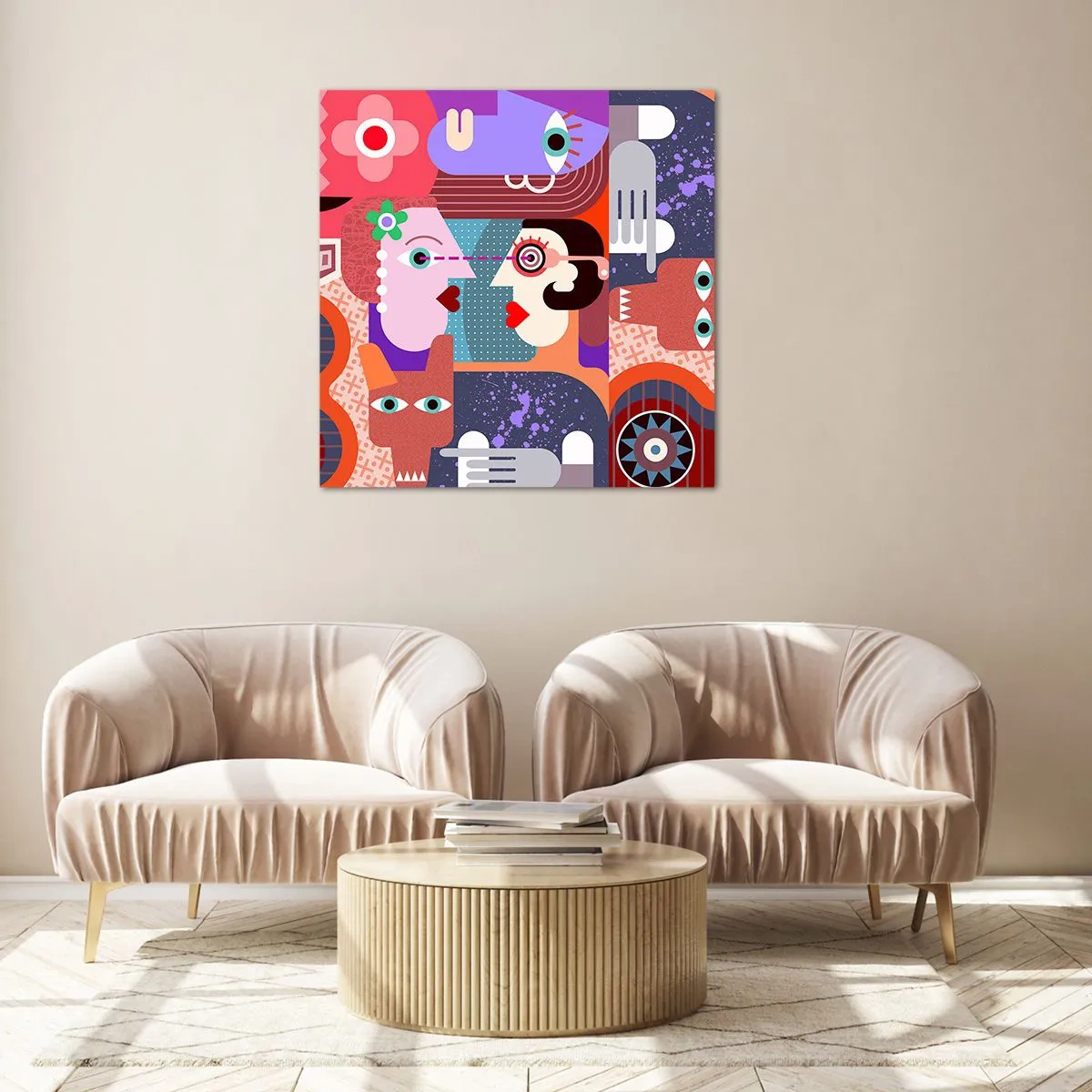 Üveg kép - Szemtől szembe - 60x60 cm