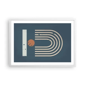 Poszter fekete keretben - Geometria sötétkék háttéren - 70x50 cm