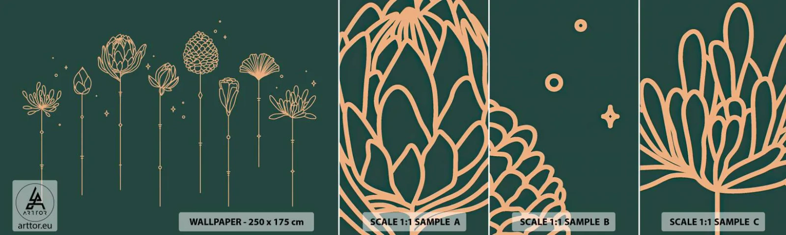 Fotótapéta Minta Standard Eco - A ZIÓŁkowski család - Virágok, Art Deco, Minimalista - 100x30 cm