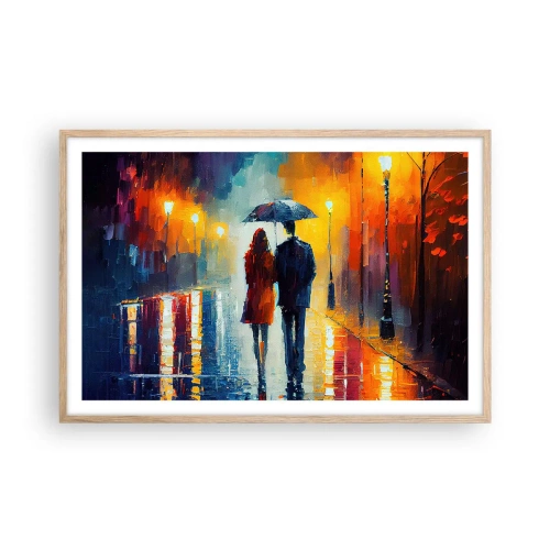Poszter világos tölgy keretben - Együtt - egy színes éjszaka - 91x61 cm