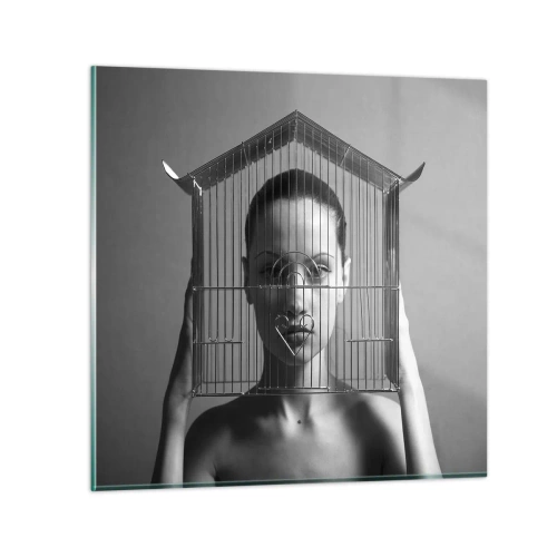 Üveg kép - Kissé szürreális portré - 50x50 cm