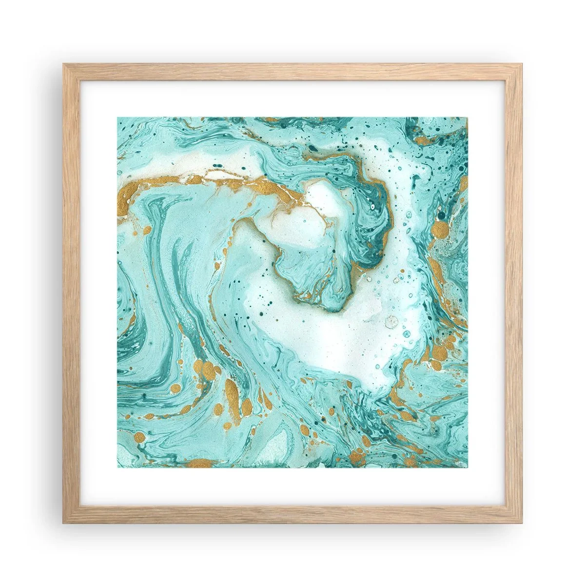 Poszter világos tölgy keretben - Az Edo-korszak nagy hulláma alatt - 40x40 cm