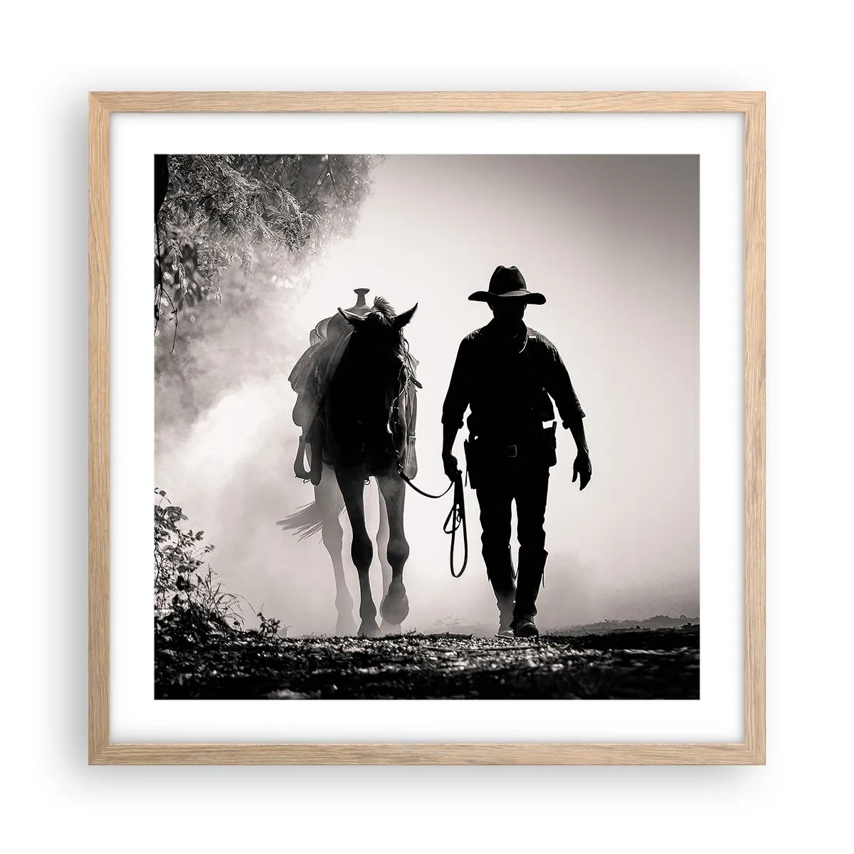 Poszter világos tölgy keretben - Texasi reggel - 50x50 cm