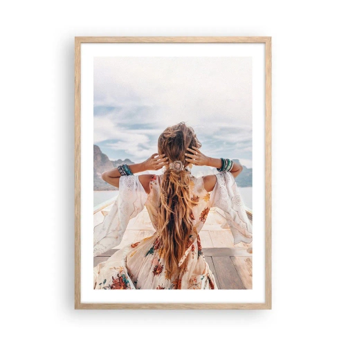 Poszter világos tölgy keretben - Az út a boldogság felé - 50x70 cm