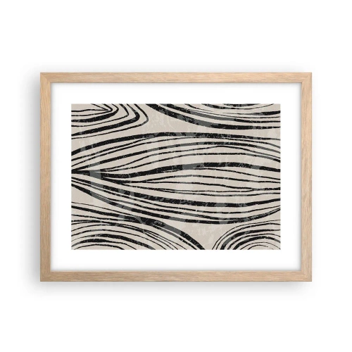 Poszter világos tölgy keretben - Vonalak csobbanása - 40x30 cm