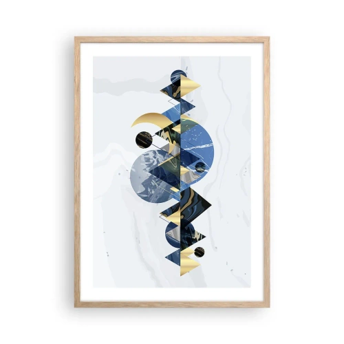 Poszter világos tölgy keretben - Geometriai táj - 50x70 cm