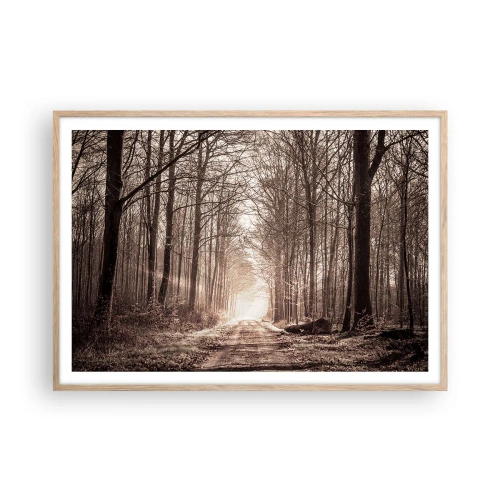 Poszter világos tölgy keretben - Erdei katedrális - 100x70 cm