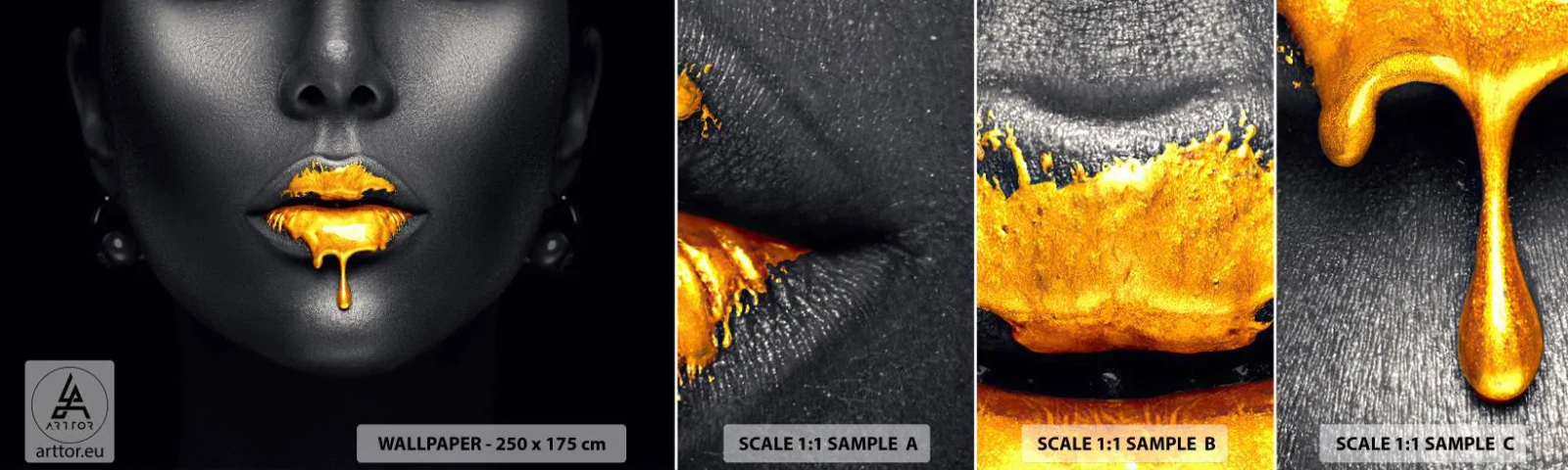 Fotótapéta Minta Standard Eco - Aranyszájú - Absztrakció, Női száj, Női Arc - 100x30 cm