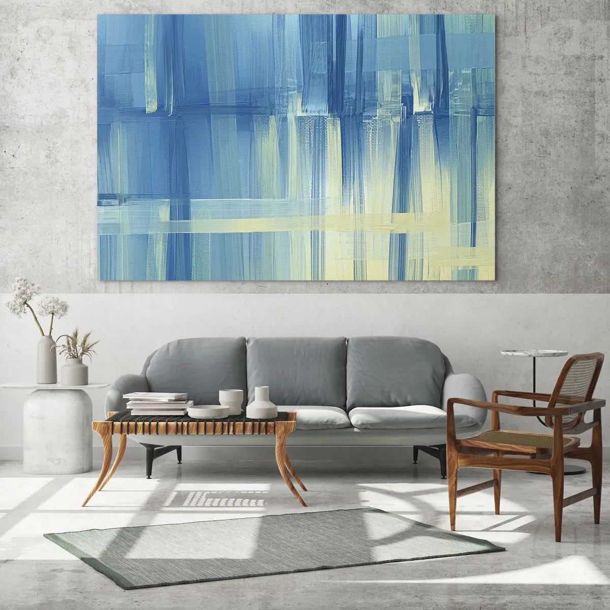 Üveg kép - Kompozíció türkizkékben - 120x80 cm