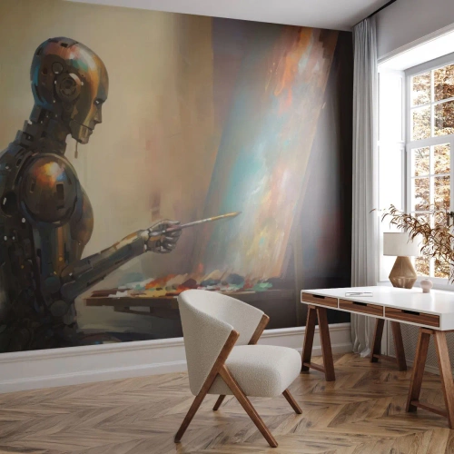 Öntapadós Fotótapéta Deluxe Sticker - A jövő művészete - Festmény, Robot, Kefe - 400x280 cm