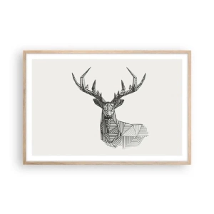 Poszter világos tölgy keretben - Szarvas kubista stílusban - 91x61 cm