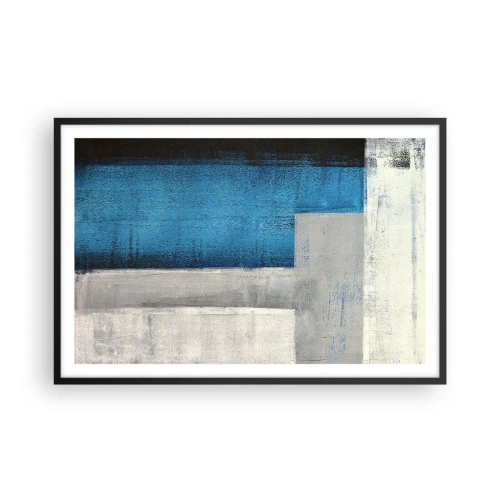 Poszter fehér keretben - Szürke és kék költői kompozíció - 91x61 cm