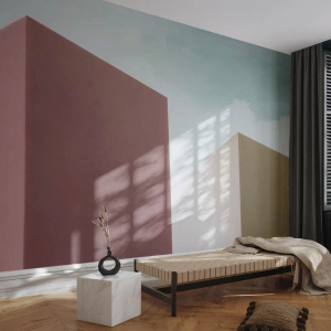 Egyedi tapéta Premium Sand - Egy napsütéses nyár geometriája - Épületek, Építészet, Háromdimenziós