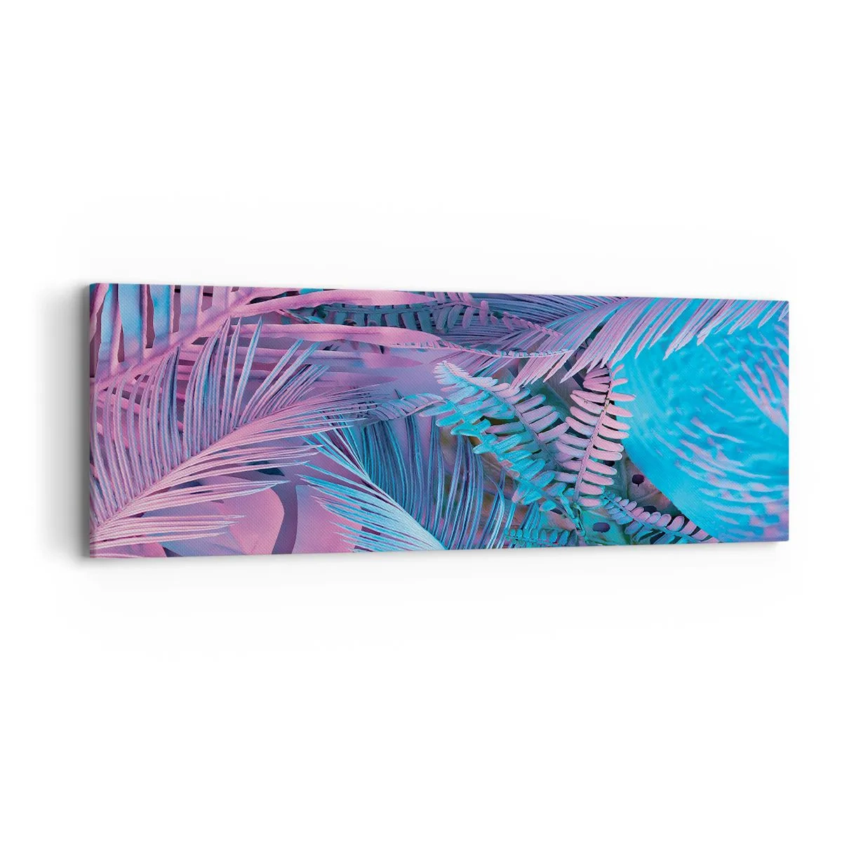 Vászonkép - Trópusok rózsaszínben és kékben - 90x30 cm