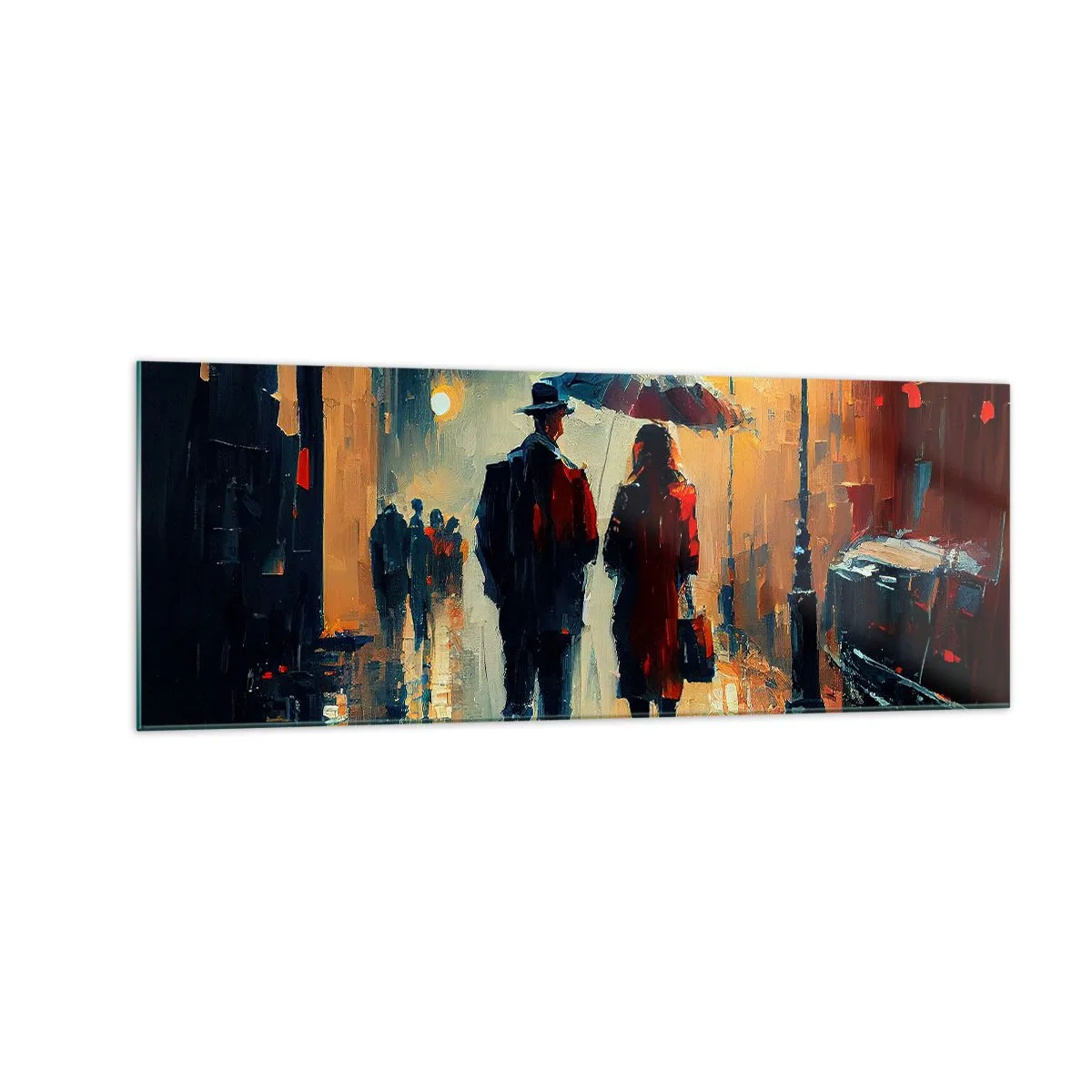 Üveg kép - Városi love strory - 140x50 cm