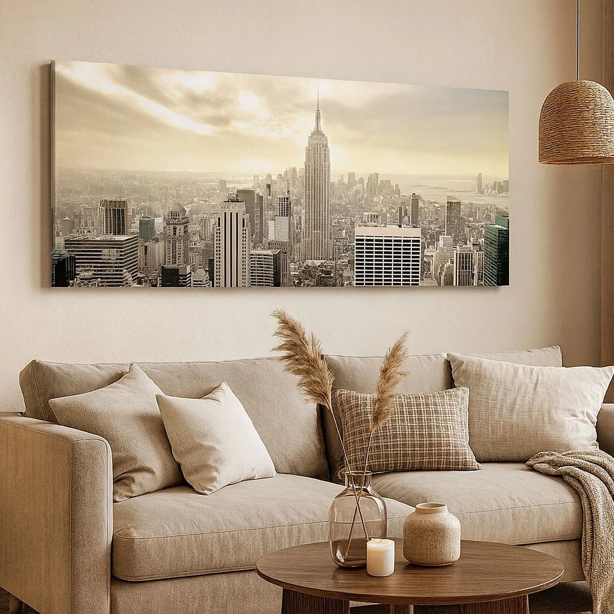 Vászonkép - Szürkéből szőtt New York - 100x40 cm