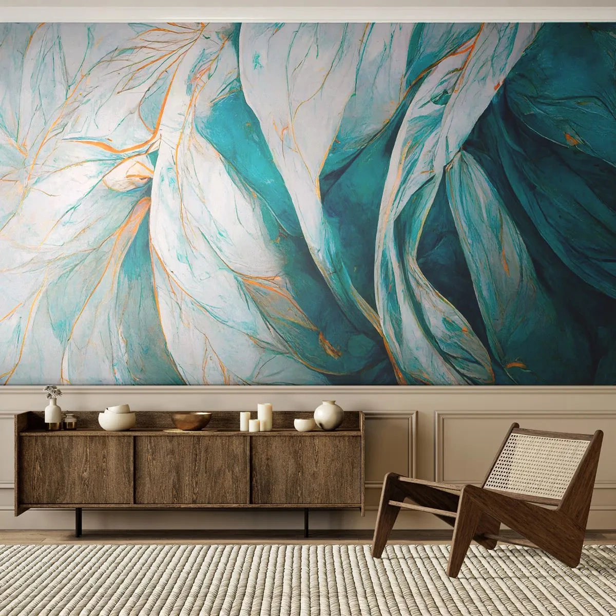 Fotótapéta Standard Eco - Kék absztrakció arany motívummal - Darab, Art Deco, Kifinomult - 250x175 cm