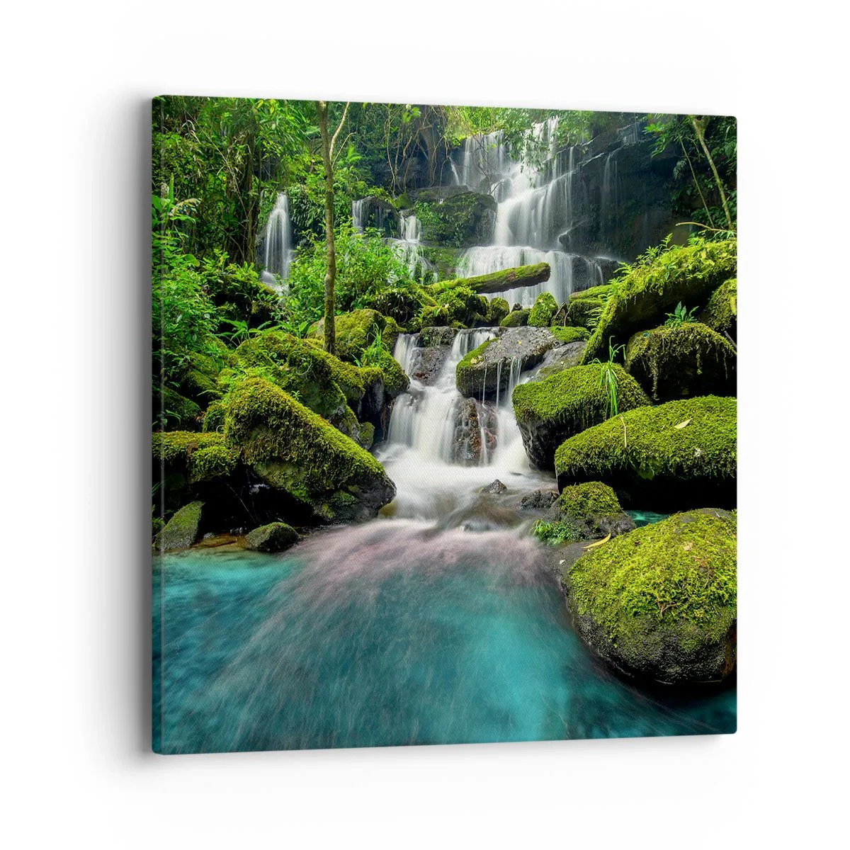 Vászonkép - Türkiz, zafír és folyékony ezüst - 40x40 cm