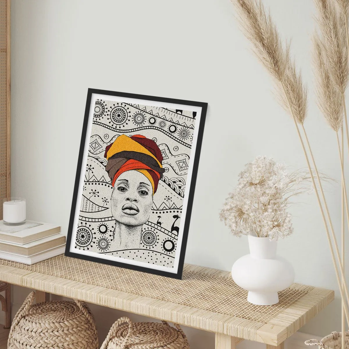 Poszter fehér keretben - Afrikai pátriárka - 50x70cm - Afrikai portré - Modern fali dekoráció nappalihoz és hálószobához ARTTOR
