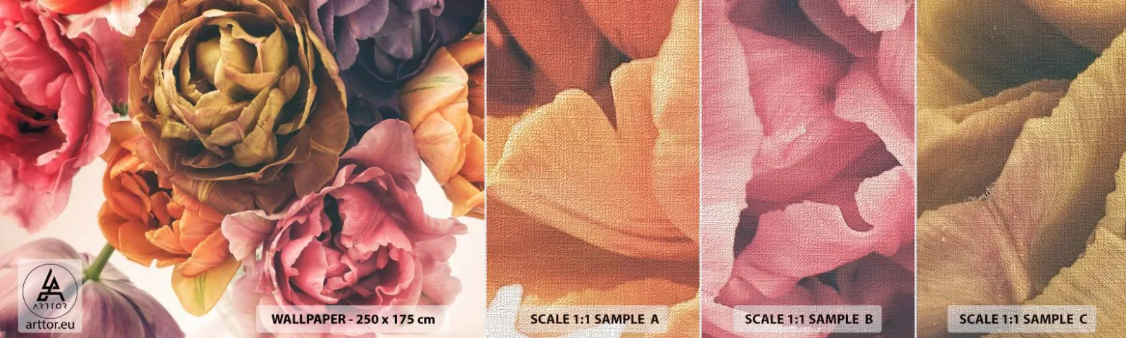 Fotótapéta Minta Premium Canvas - Az élet ünnepe - Csokor virág, Virágok, Pünkösdi rózsa - 100x30 cm