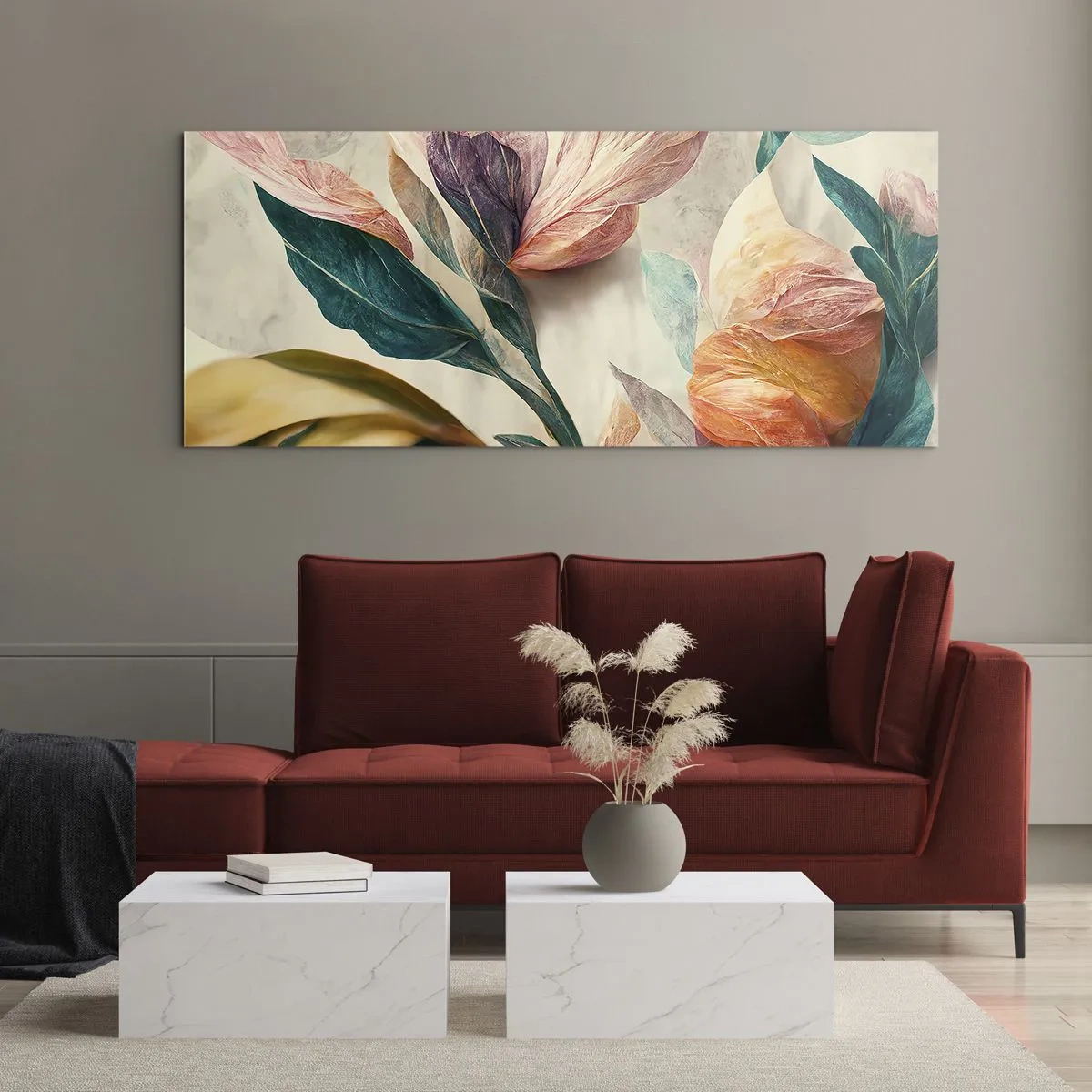 Üveg kép - A déli szigetek virágai - 100x40 cm