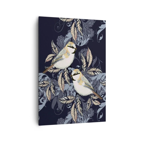 Vászonkép - Sárga-kék madárdal - 70x100 cm